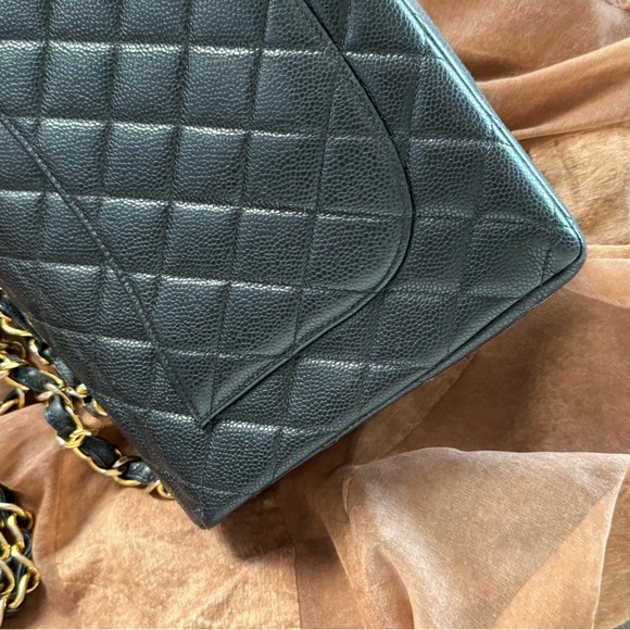 CHANEL Black Caviar Vintage Single Flap Jumbo GHW 24k plated - Picture 8 of 13